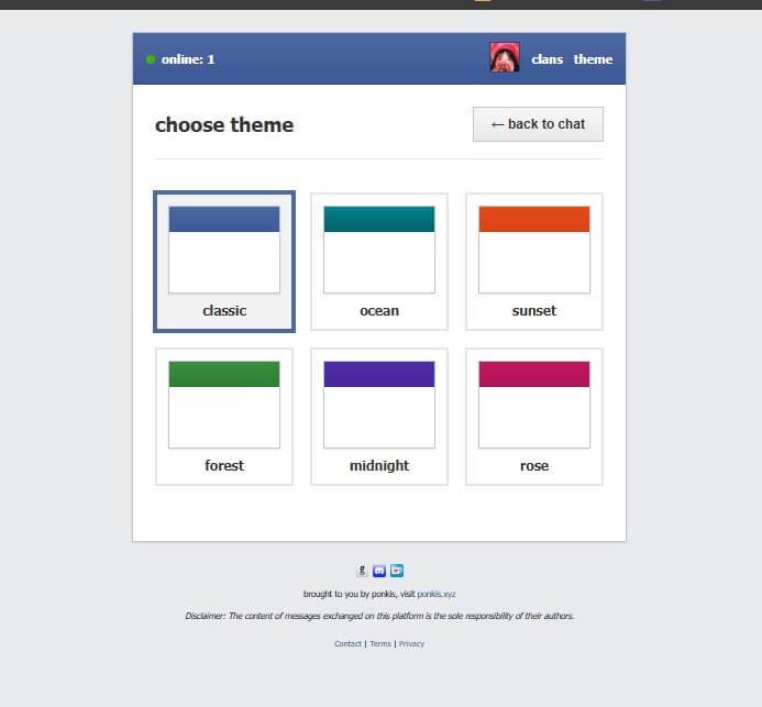Updated theme modal